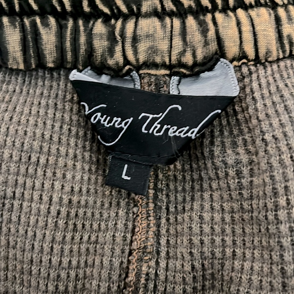 Gorgeous Cotton & Waffle Knit Patched Brown Wide Pants with Drawstring W… - Picture 10 of 10